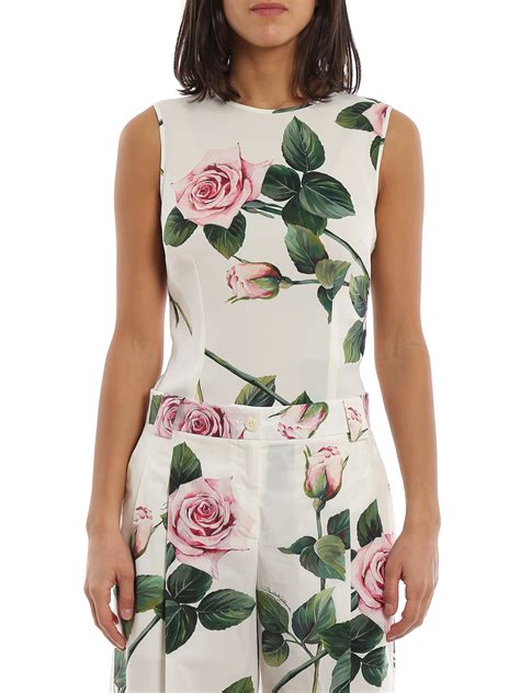 dolce gabbana rose print blouse|dolce & gabbana tank top.